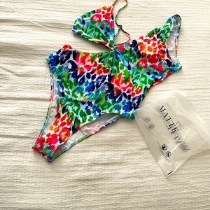 BNWT Colorful, Tropical Cheetah Print, Multicolor One-piece swimsuit Matte BNWT